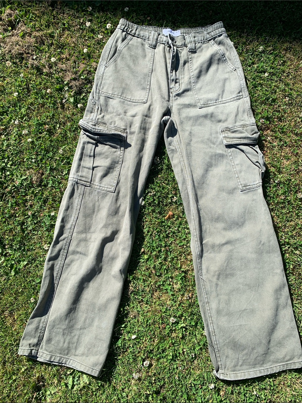 Ardene Washed Olive Wide-Leg Cargo Pants